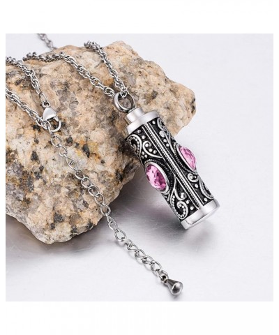 Crystal Cremation Urn Necklace for Ashes Keepsake Cremation Jewelry for Human Ashes Stainless Steel Memorial Pendant with Flo...