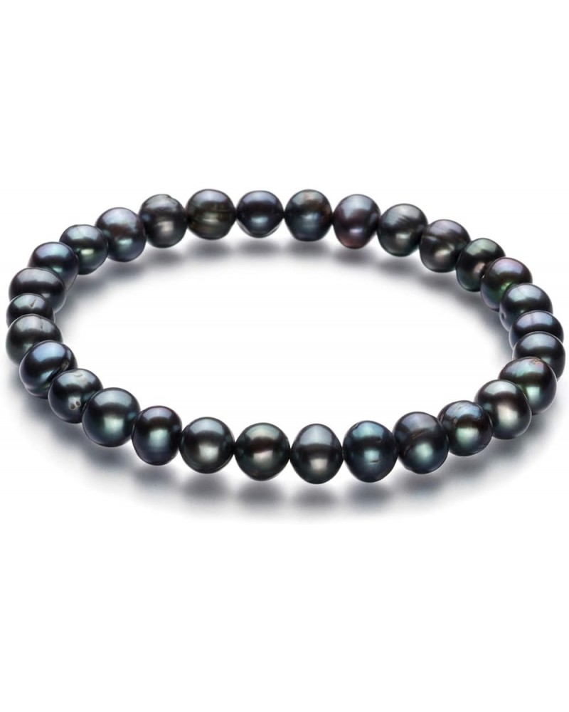 Bliss Black 6-7mm A Quality Freshwater Cultured Pearl Bracelet For Women 7.0 Inches $42.30 Bracelets