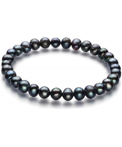 Bliss Black 6-7mm A Quality Freshwater Cultured Pearl Bracelet For Women 7.0 Inches $42.30 Bracelets