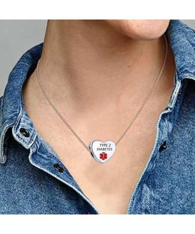 Sport Awareness Medical Alert Heart Charm for Charms Bracelet Emergency Engraved Medical Id Health Jewelry for Women Heart Di...