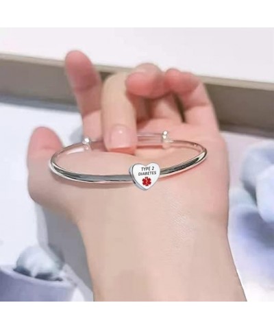 Sport Awareness Medical Alert Heart Charm for Charms Bracelet Emergency Engraved Medical Id Health Jewelry for Women Heart Di...