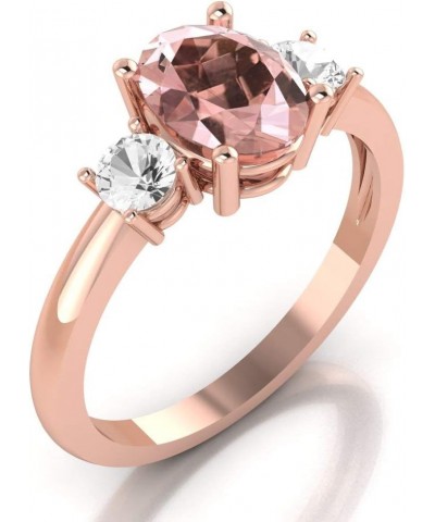 GNG 1 1/2 CTTW Natural Morganite and White Topaz 3 stone Ring In 10k Rose Gold $63.90 Rings