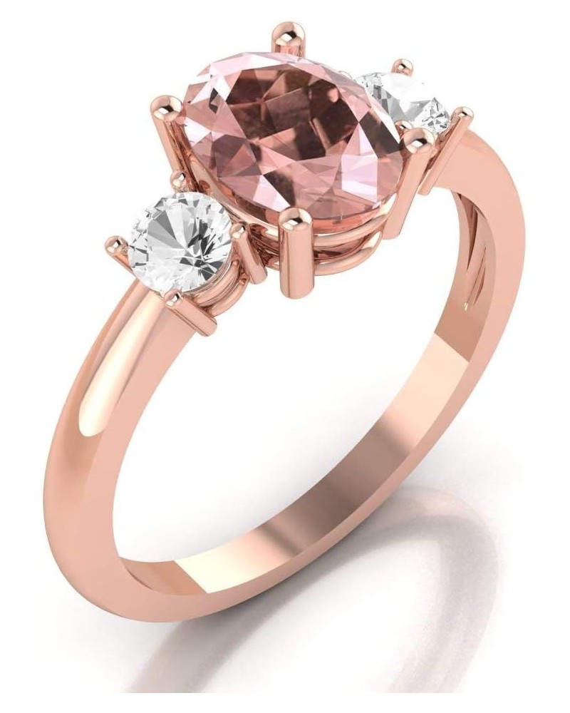 GNG 1 1/2 CTTW Natural Morganite and White Topaz 3 stone Ring In 10k Rose Gold $63.90 Rings