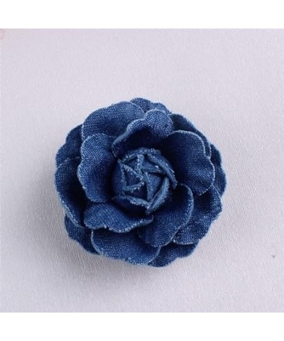 Denim Flower Brooch Blue Denim Flower Hair Clips Blue Jeans Flower Hair Pins BW21 (Dark Blue) Set-A $6.75 Brooches & Pins