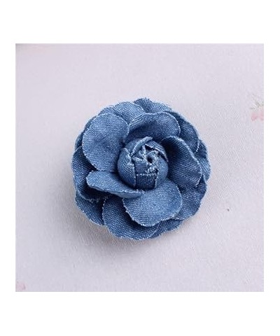 Denim Flower Brooch Blue Denim Flower Hair Clips Blue Jeans Flower Hair Pins BW21 (Dark Blue) Set-A $6.75 Brooches & Pins