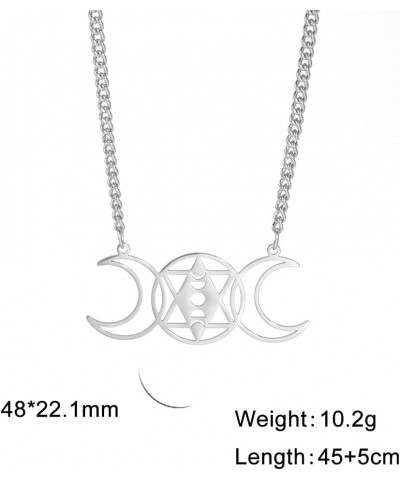 Triple Moon Goddess Triquetra Pendant Necklace Stainless Steel Celtic Knot Moon Pendant Pagan Wiccan Pendant Necklace Style B...