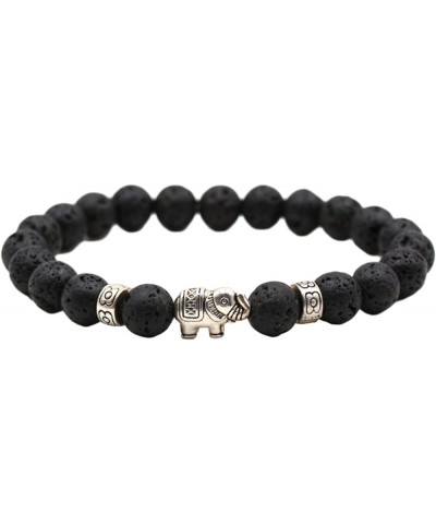 Inspirational Bracelets for Women Strong Elephant Bracelet Natural Stone Beaded Stretch Bracelet Volcanic Rock Bracelets Lava...