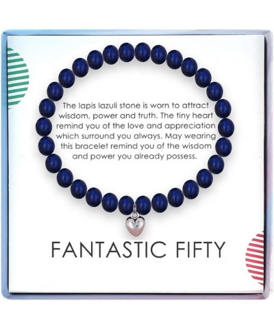 50th Birthday Gifts for Women - Lapis Lazuli Beads Bracelet - 50 Years Old Jewelry Gift Idea for Her $12.92 Bracelets