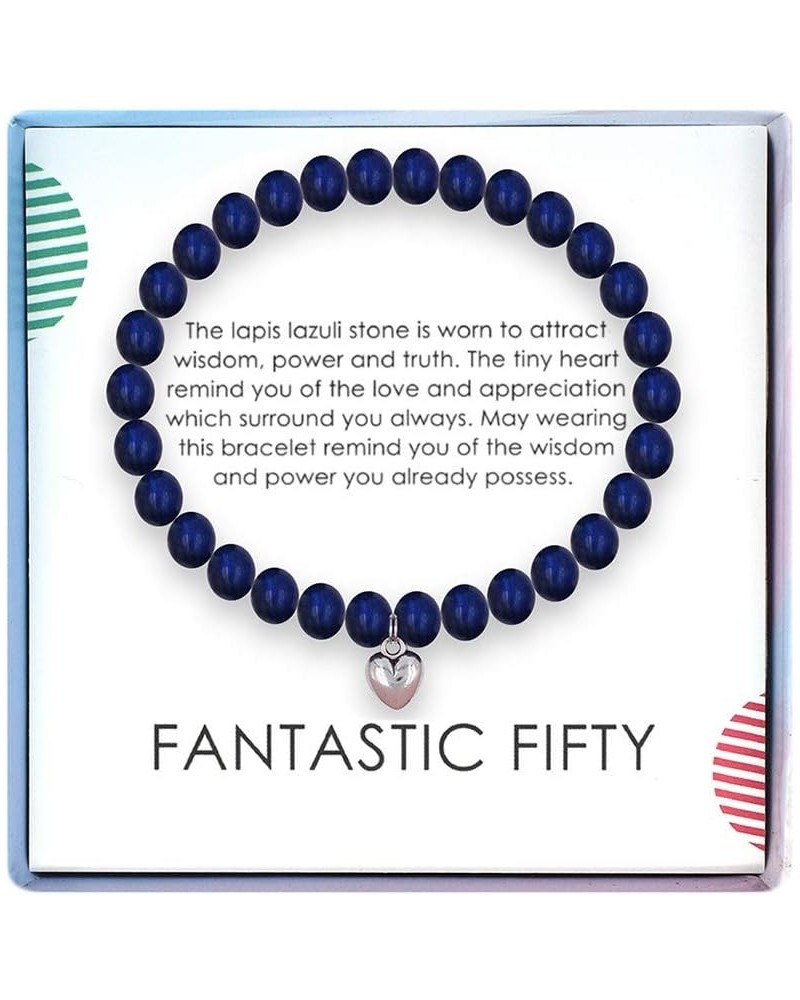 50th Birthday Gifts for Women - Lapis Lazuli Beads Bracelet - 50 Years Old Jewelry Gift Idea for Her $12.92 Bracelets