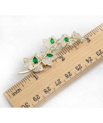 Cubic Zirconia Wedding Floral Leaf Brooch Green $16.19 Brooches & Pins