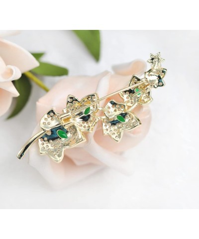 Cubic Zirconia Wedding Floral Leaf Brooch Green $16.19 Brooches & Pins