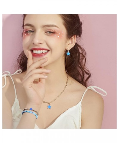 Cute Jewelry Set Heishi Bracelets Colorful Heart Star Butterfly Lightning Pendant Necklaces Clip on Drop Dangle Earrings Evil...