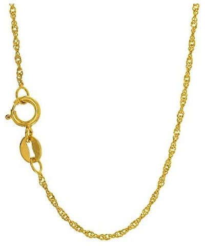 14k Solid Gold Yellow White Or Rose 1.0 mm Singapore Chain Bracelet Necklace 7" 13" 16" 18" 20" 22" 24 Yellow Gold 16.0 Inche...