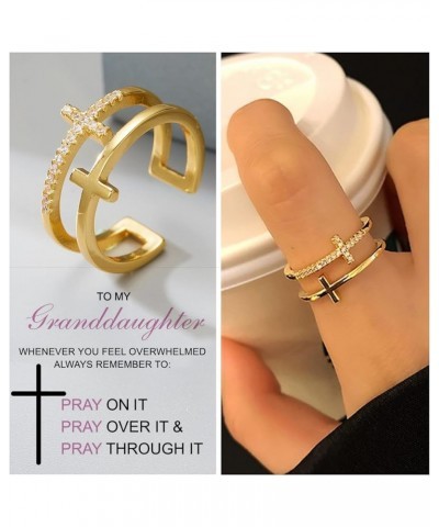 To My Daughter Cross Rings Pray Through It Cubic Zirconia Double Cross Ring Wedding Commitment Ring for Women To my granddaug...