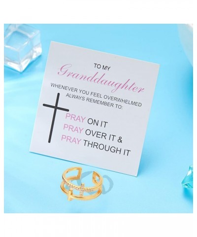 To My Daughter Cross Rings Pray Through It Cubic Zirconia Double Cross Ring Wedding Commitment Ring for Women To my granddaug...