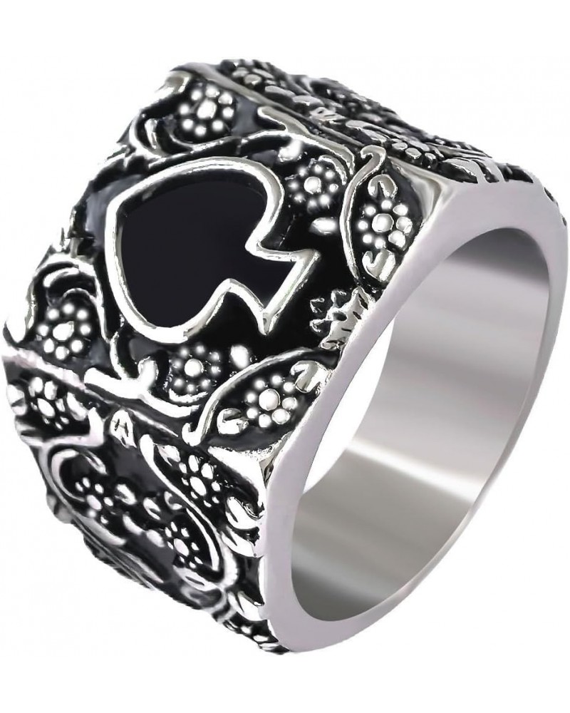 Mens Womens Stainless Steel Ring Poker Spade Ace Silver Black Sizes 6-14 Spade Silver Black Retro 8 $10.19 Rings