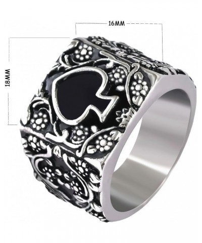 Mens Womens Stainless Steel Ring Poker Spade Ace Silver Black Sizes 6-14 Spade Silver Black Retro 8 $10.19 Rings