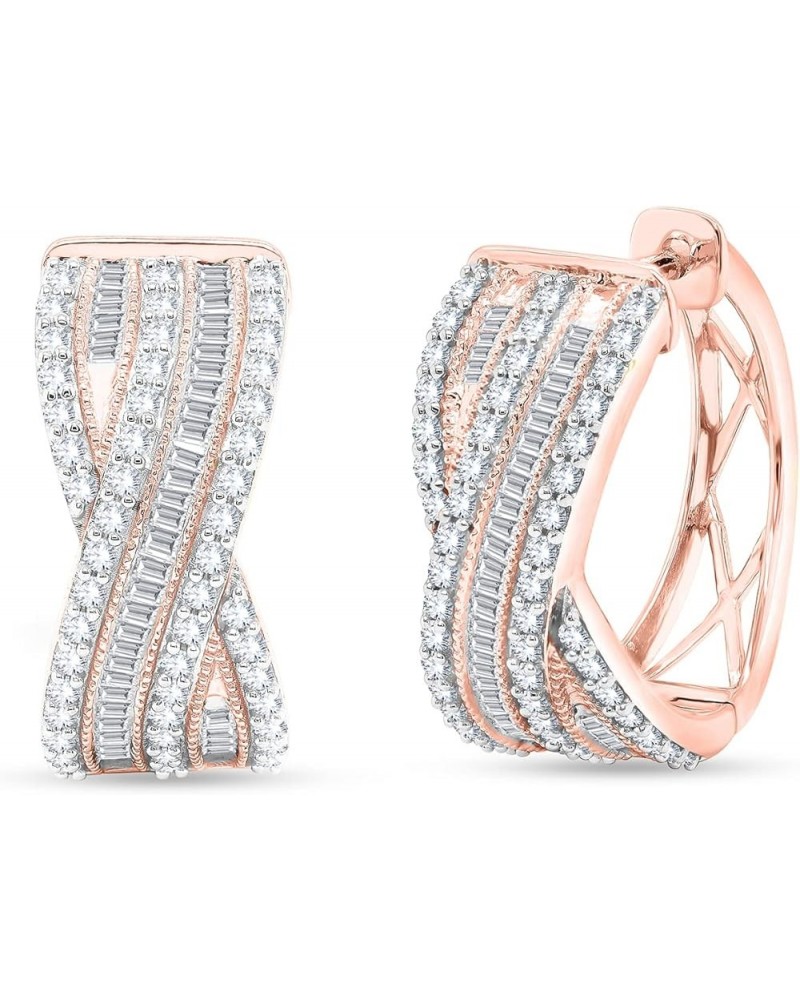 Twisted Sparkly Cubic Zirconia Huggie Hoop Earrings High Polished Hypoallergenic Earrings - 2.25 carat (ctw) Simulated Diamon...