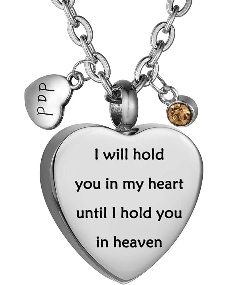 Stainless Steel Memorial Ashes Holder Keepsake Cremation Jewelry Urn Necklace I Will Hold You in My Heart Until I Hold You in...