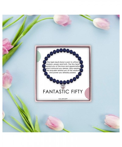 50th Birthday Gifts for Women - Lapis Lazuli Beads Bracelet - 50 Years Old Jewelry Gift Idea for Her $12.92 Bracelets