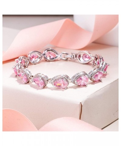 Prong Cubic Zirconia Wedding Tennis Bracelets for Women, Teardrop Birthstone Bracelets for Women Prom, Bridal Jewelry Light P...