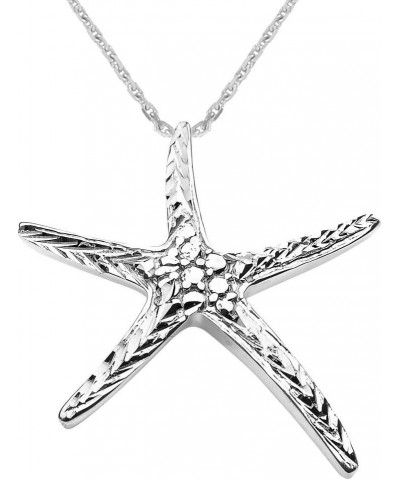 Solid 14k White Gold Cute Starfish Necklace 16.0 Inches $118.89 Necklaces