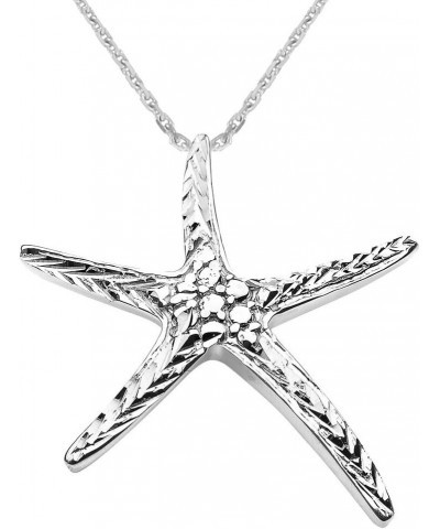 Solid 14k White Gold Cute Starfish Necklace 16.0 Inches $118.89 Necklaces