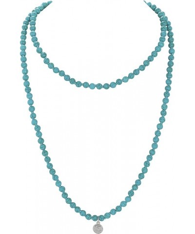 Stone Necklace Long Agate Beads Chain Round Smooth Bracelet Jewelry for Women Turquoise $10.82 Necklaces