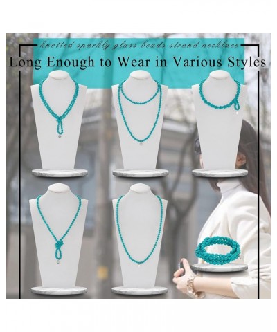 Stone Necklace Long Agate Beads Chain Round Smooth Bracelet Jewelry for Women Turquoise $10.82 Necklaces