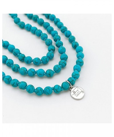 Stone Necklace Long Agate Beads Chain Round Smooth Bracelet Jewelry for Women Turquoise $10.82 Necklaces