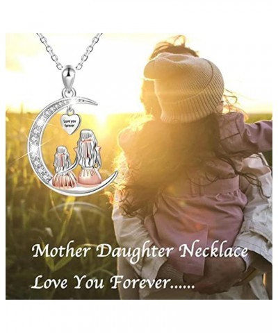 Mom Daughter Necklace Moon Pendant Love You Forever Jewelry Gifts For Women Grandmother Mom Daughter Wife Moon $8.39 Necklaces