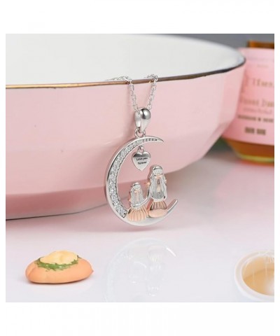 Mom Daughter Necklace Moon Pendant Love You Forever Jewelry Gifts For Women Grandmother Mom Daughter Wife Moon $8.39 Necklaces