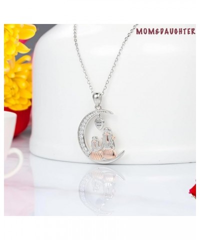 Mom Daughter Necklace Moon Pendant Love You Forever Jewelry Gifts For Women Grandmother Mom Daughter Wife Moon $8.39 Necklaces