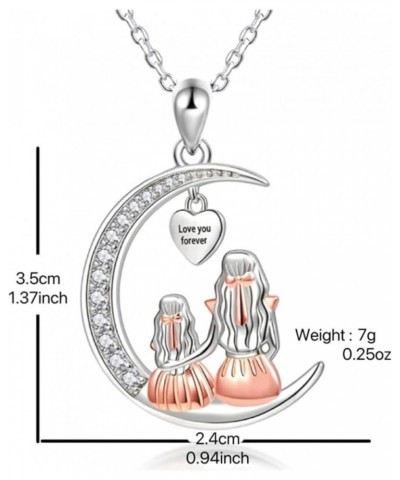 Mom Daughter Necklace Moon Pendant Love You Forever Jewelry Gifts For Women Grandmother Mom Daughter Wife Moon $8.39 Necklaces