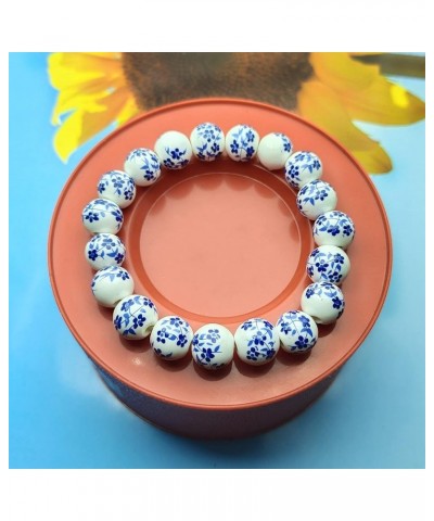 Handmade Sunflower Beaded Bracelet Simple Geometric Round Ceramic Bracelet Elastic for Women Girls Gift Gypsophila $7.60 Brac...