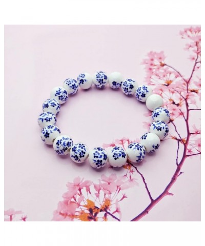 Handmade Sunflower Beaded Bracelet Simple Geometric Round Ceramic Bracelet Elastic for Women Girls Gift Gypsophila $7.60 Brac...