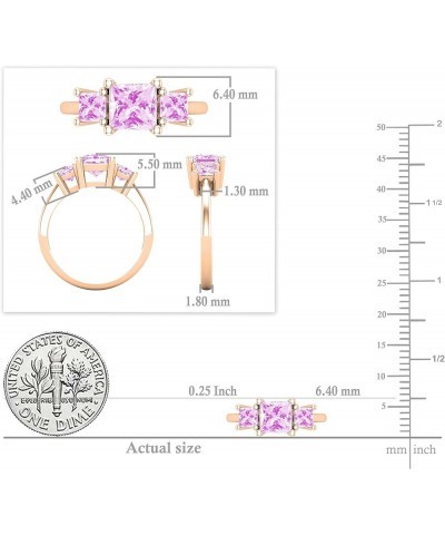 Ladies Bridal 3 Stone Engagement Ring, Available in Various Princess Lab Created Gemstones & Metal in 10K/14K/18K Gold & 925 ...