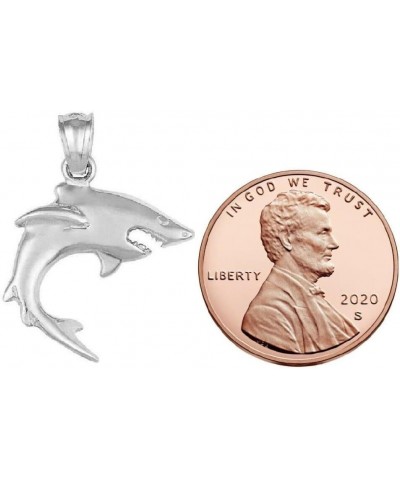 Sterling Silver Shark Charm/Pendant, Made in USA, Italian Box Chain Pendant w/ 18" Box Chain $9.68 Necklaces