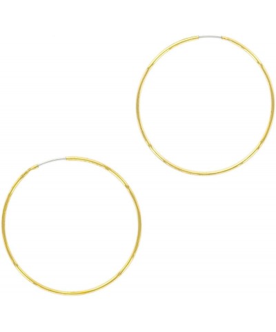 14K Gold or Rhodium Plated Thin Endless Hoop Earrings - Lightweight Wire Hoops Gold 40 Millimeters $7.64 Earrings