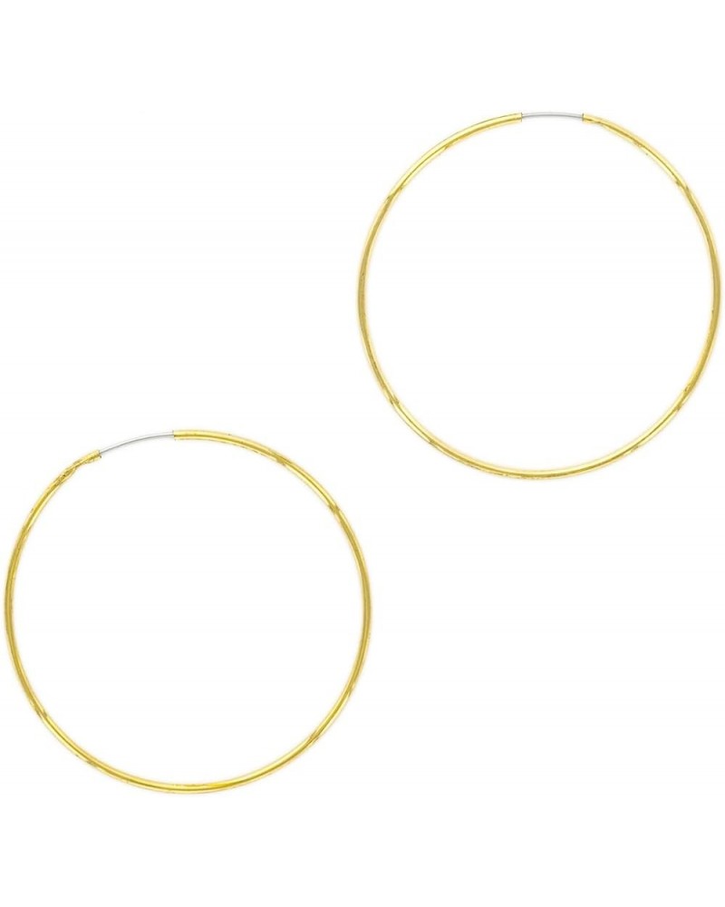 14K Gold or Rhodium Plated Thin Endless Hoop Earrings - Lightweight Wire Hoops Gold 40 Millimeters $7.64 Earrings