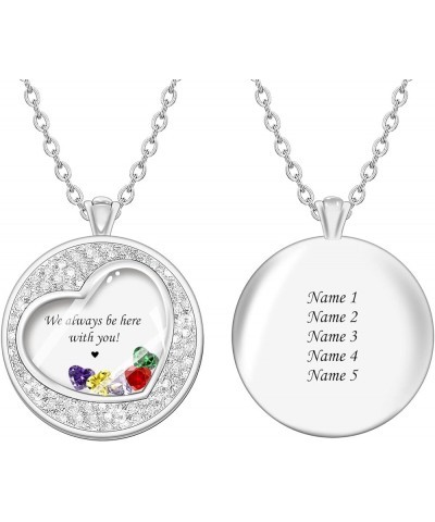 Personalized Mothers Necklace with 1-8 Simulated Birthstones Customize Locket Necklace for Mom Women Custom Family Names Neck...