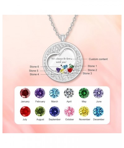 Personalized Mothers Necklace with 1-8 Simulated Birthstones Customize Locket Necklace for Mom Women Custom Family Names Neck...