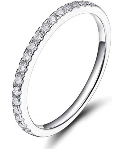 925 Sterling Silver Wedding Band Cubic Zirconia Crystal Half Eternity Stackable Engagement Ring (7) 10 $10.06 Rings