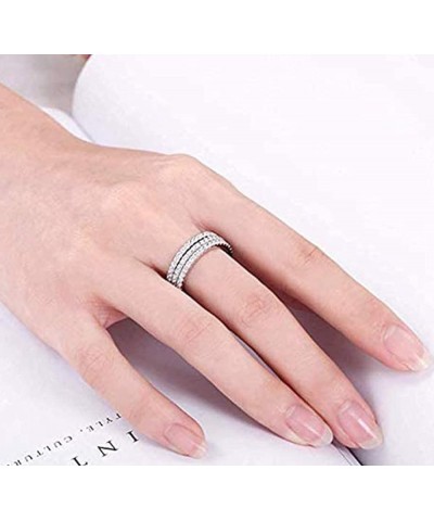 925 Sterling Silver Wedding Band Cubic Zirconia Crystal Half Eternity Stackable Engagement Ring (7) 10 $10.06 Rings