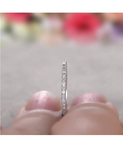 925 Sterling Silver Wedding Band Cubic Zirconia Crystal Half Eternity Stackable Engagement Ring (7) 10 $10.06 Rings