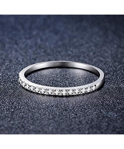 925 Sterling Silver Wedding Band Cubic Zirconia Crystal Half Eternity Stackable Engagement Ring (7) 10 $10.06 Rings