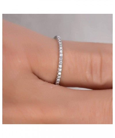 925 Sterling Silver Wedding Band Cubic Zirconia Crystal Half Eternity Stackable Engagement Ring (7) 10 $10.06 Rings