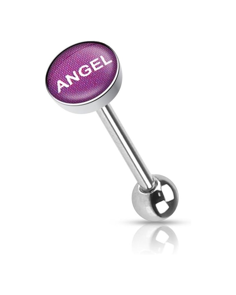 Dome Logo WildKlass Barbell Tongue Ring (24Logos) (Sold by Piece) 14 GA, Length: 16mm, (ANG) Angel $8.00 Body Jewelry