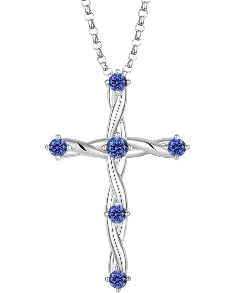 Cross Necklace for Women 925 Sterling Silver Christian Religious Cross Pendant Necklace Cubic Zirconia Birthstone Cross Neckl...