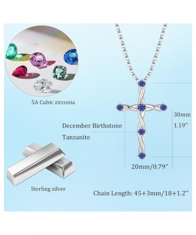 Cross Necklace for Women 925 Sterling Silver Christian Religious Cross Pendant Necklace Cubic Zirconia Birthstone Cross Neckl...